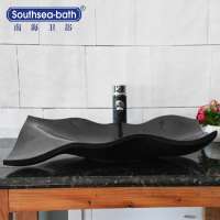 NHGG-SX006 Natural Stone irregular bathroom Sink China Black Stone Sink from factory directly