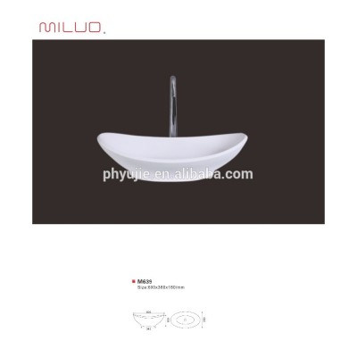 Popular oval solide stone resin basin faux stone basin countertop basin M639