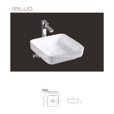 Promotional rectangular solid surface artificial stone resin basin/sink countertop basin M655