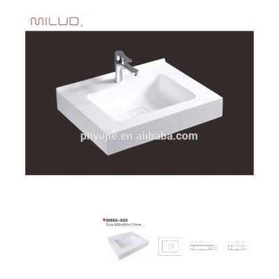 hot sale cast stone basin rectangular resin countertop basin M660-600