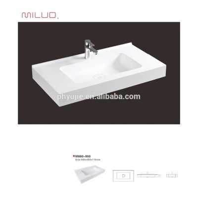 Hot sale rectangular countertop wash basin faux stone resin basin M660-900