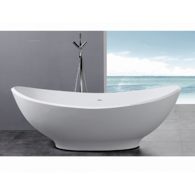 White artificial stone freestanding bathtub