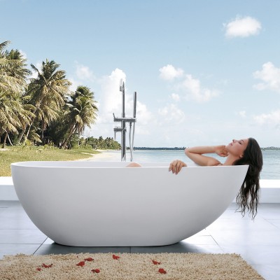 Popular egg shape free standing stone bathtub ST-03 with CE certificate