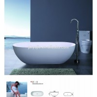 Italian style popular pure white cast stone freestanding bathtub-oval stone resin bathtub