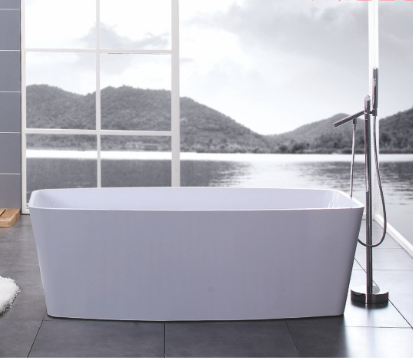 Square freestanding resin bathtub for shower